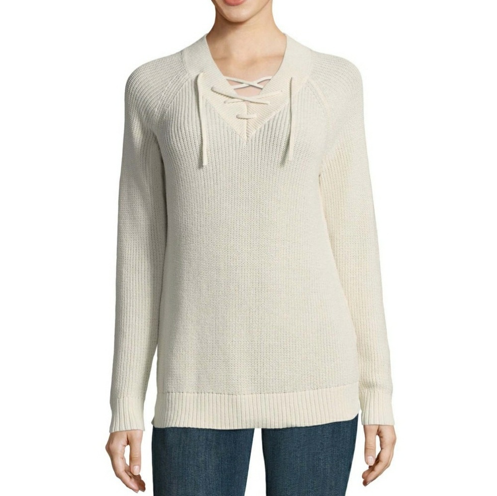 Ivory lace up sweater